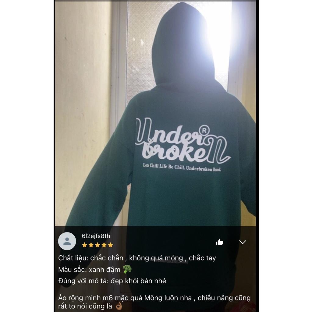 Áo Hoodie Nỉ Bông UNDER BROKEN Form Rộng Nam Nữ Unisex Phong Cách Ulzzang