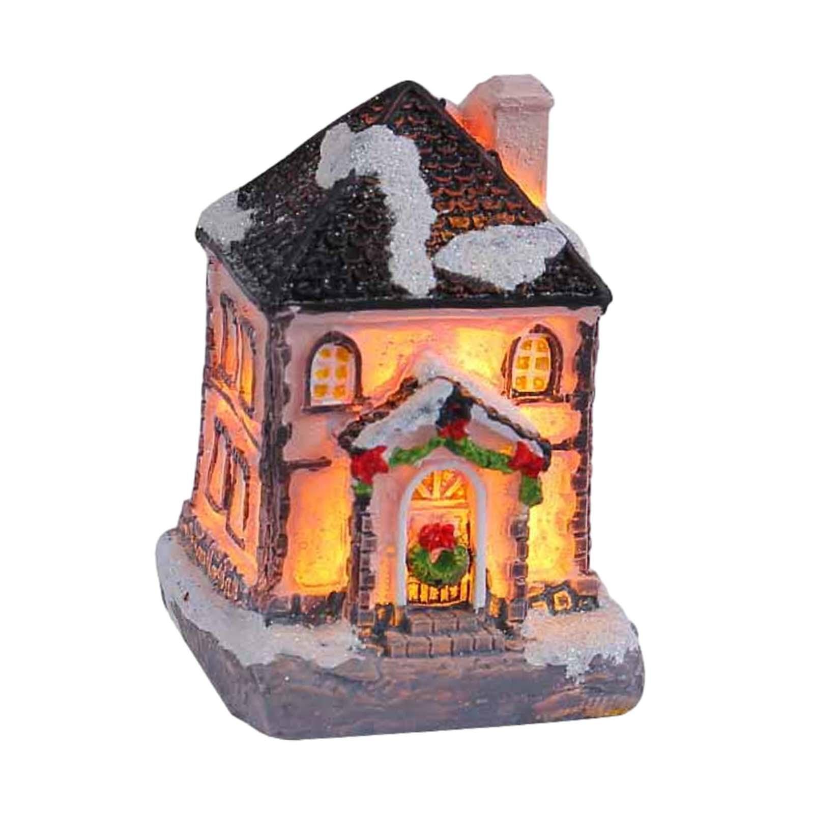Christmas Scene Lighted House Village Miniature for Shop Window
