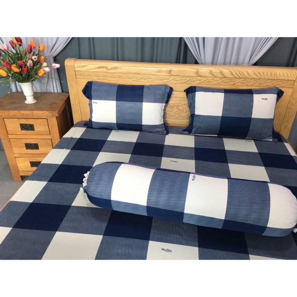 Bộ 4 Món Ga Gối Thun Lạnh Thun Mát Mềm Cao Cấp LAN PHAM BEDDING - Hình Caro To