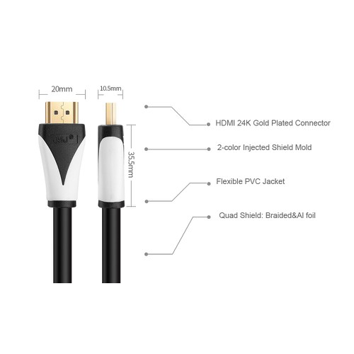 Dây cáp HDMI dài 1.8M 3M 5M 10M 15M JSJ Full HD Hỗ trợ 3D,4K Siêu nét,Ethernet