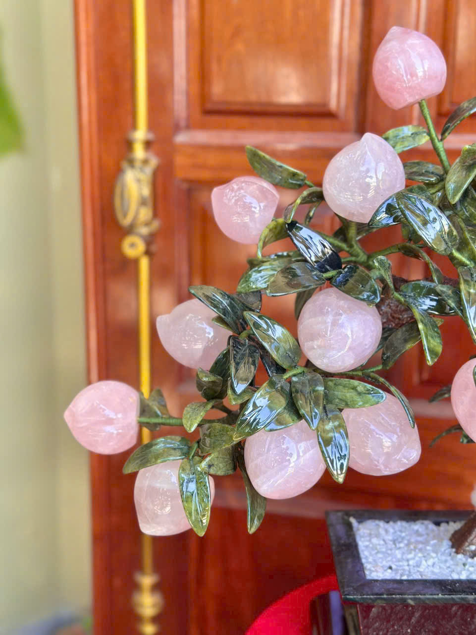 Cây đào phong thuỷ thạch anh hồng 18 quả|phongthuygiaphat