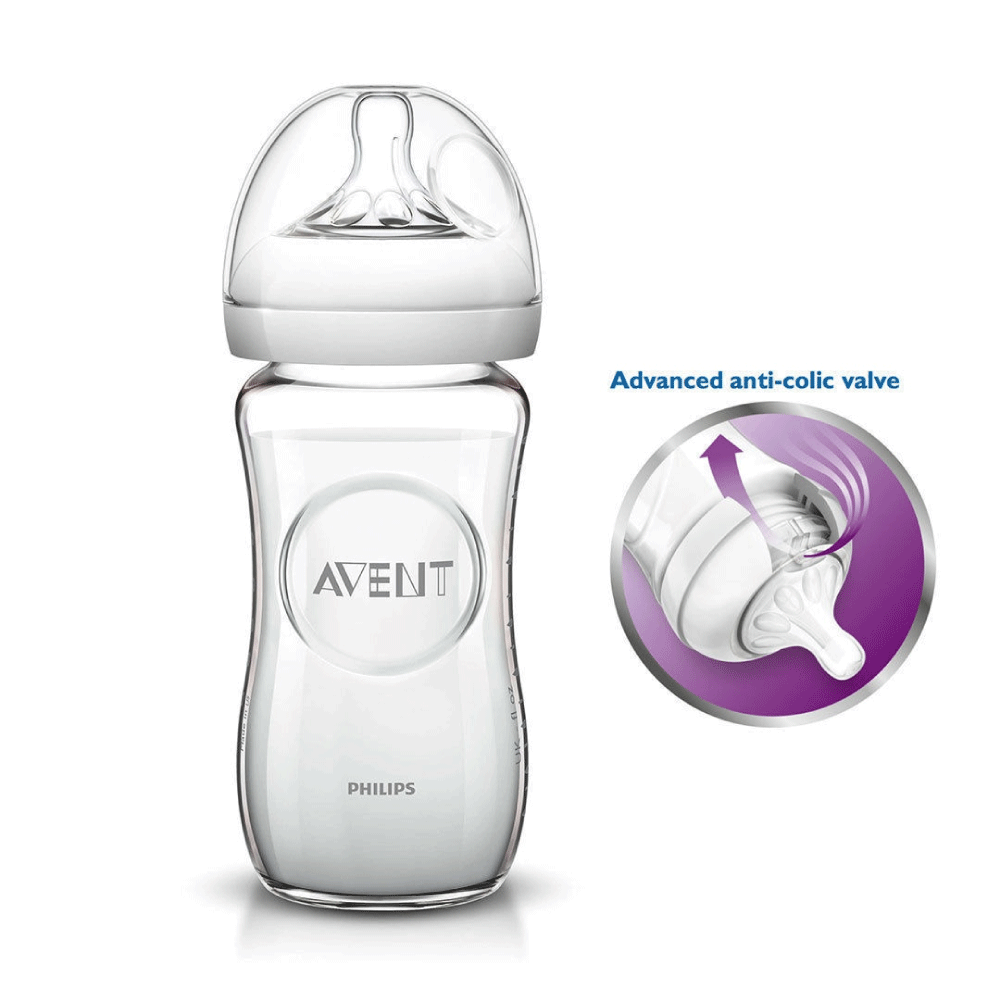 Bình sữa thủy tinh mô phỏng tự nhiên hiệu Philips Avent (240ml - đơn) cho trẻ từ 1 tháng tuổi SCF673.13