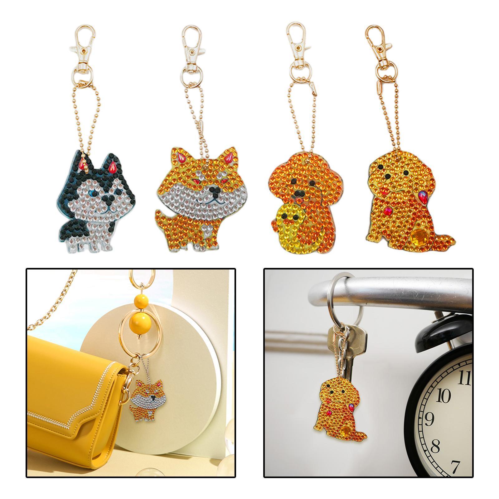 4x Keychain DIY Rhinestone Key Chain for Phone Wallet Decor