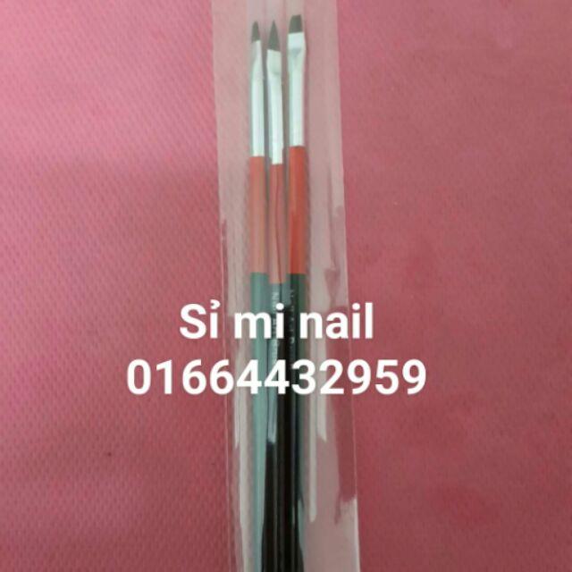 Bộ cọ bản cọ vẽ 3 cây, 3 cây 3 kiểu đầu cọ dễ vẽ bột , gel làm nail