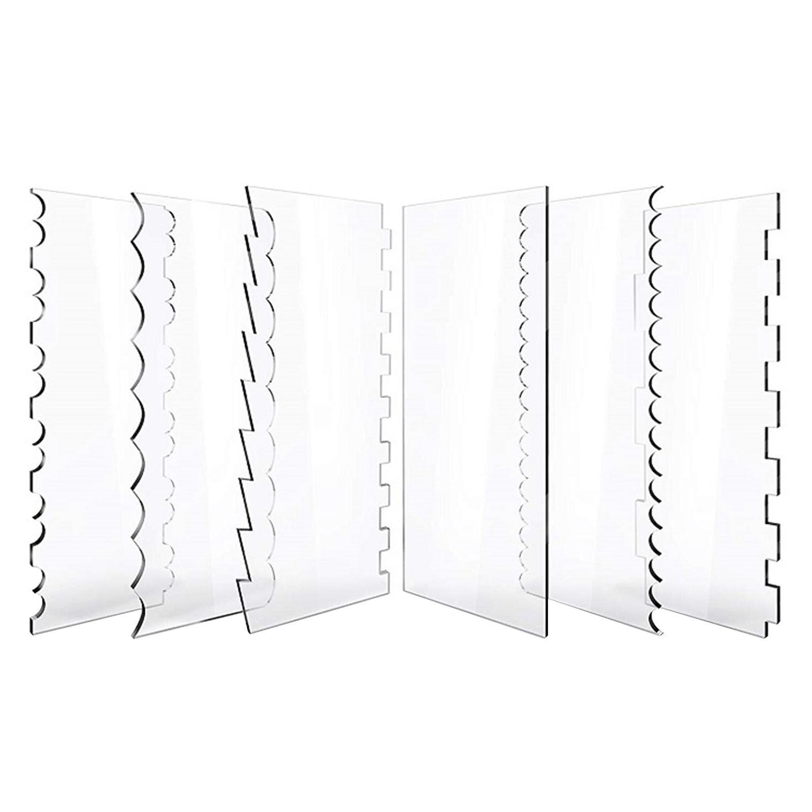 6 Pieces Transparent Acrylic Cake Scraper Patterned Edge Scraper for Wedding