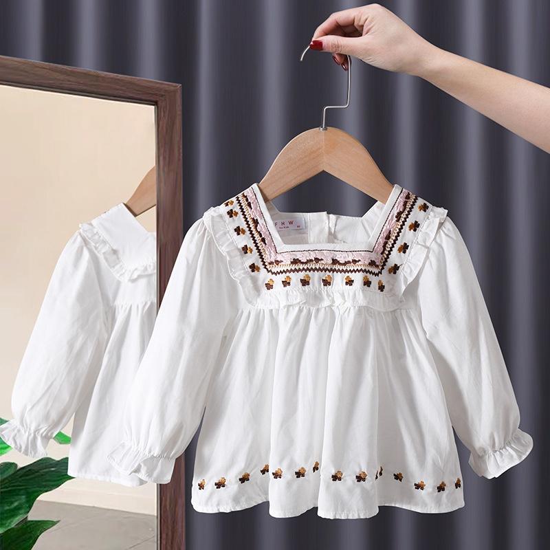 AV9 Size90-130 Áo bé gái, chất kate xô thấm hút tốt Thời trang trẻ Em hàng quảng châu