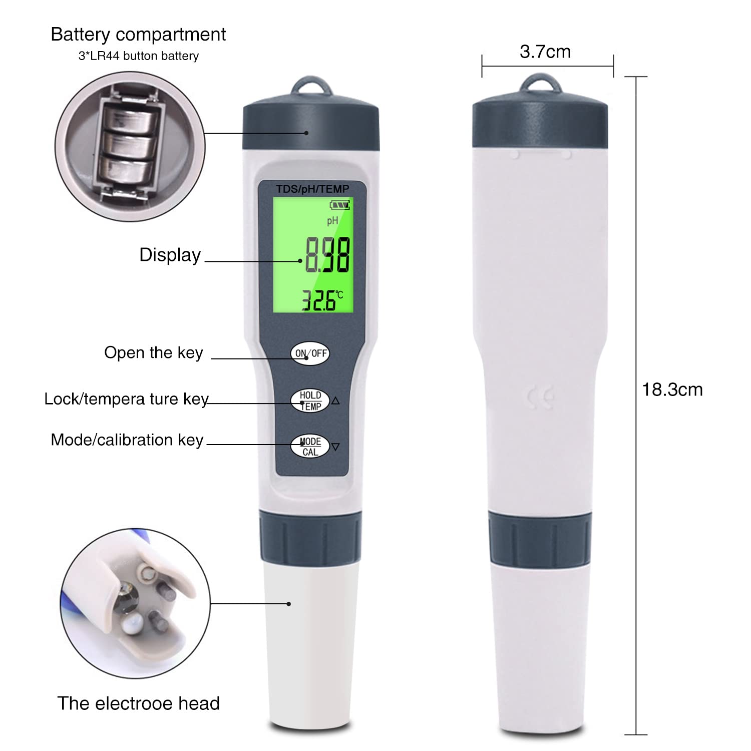 Máy Đo Độ PH/TDS/Nhiệt Độ Nước 3 Trong 1 Noyafa EZ-9901. 3 in 1 Digital PH Meter with TDS/Temp Meter, TDS Water Tester ±0.05 PH High Accuracy with 0-14 PH Measurement Range for Drinking Water, Swimming Pool, Aquarium, Hydroponics.