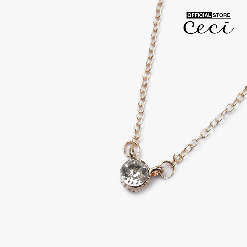 CECI - Dây chuyền nữ dạng chuỗi xích nhỏ phối mặt đính đá tròn CC4-01000239-27