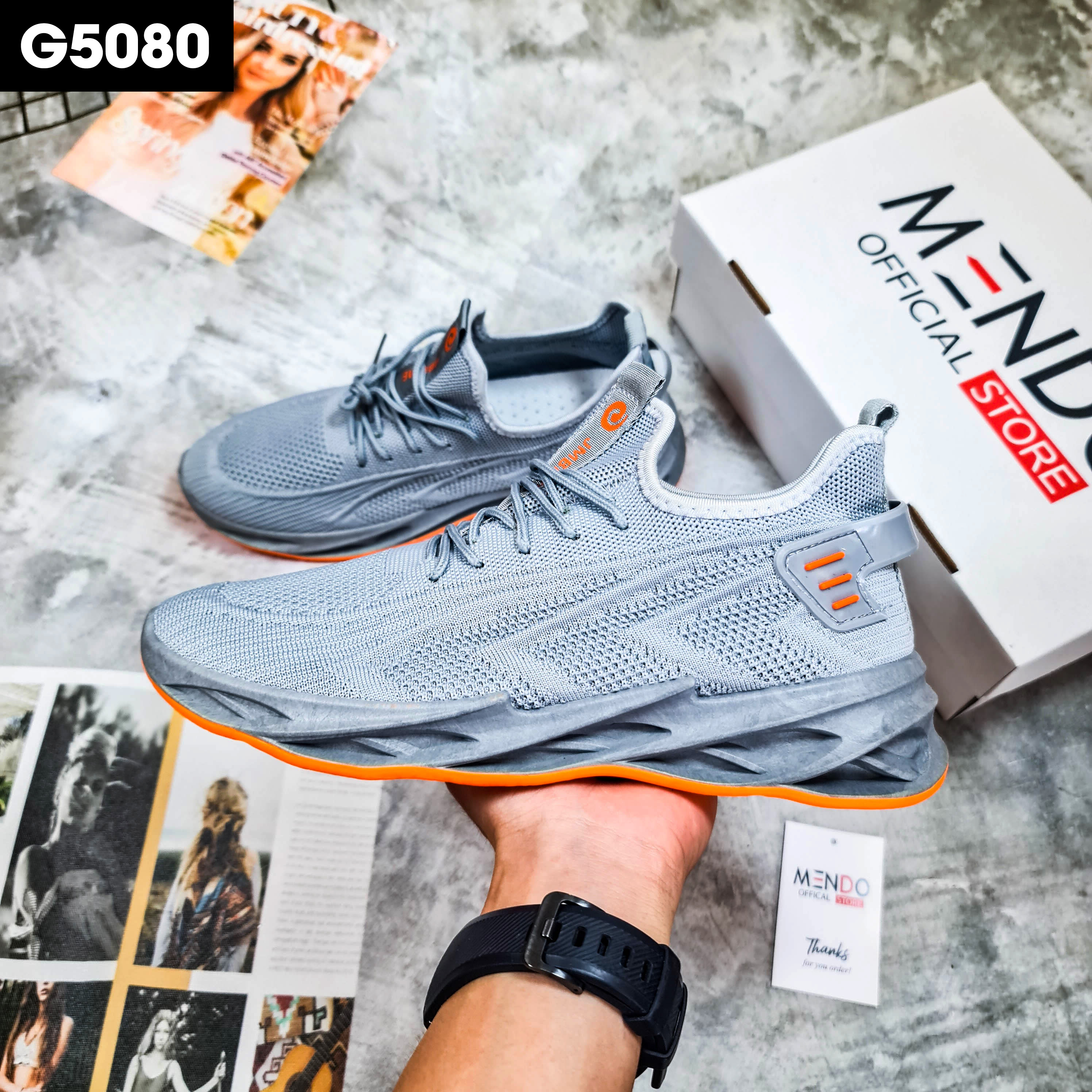 Giày Thể Thao Nam MENDO - Giày Sneaker Màu Xanh Đen -  Đen - Xám, Giày Thể Thao Đế Độn Tăng Chiều Cao - G5070