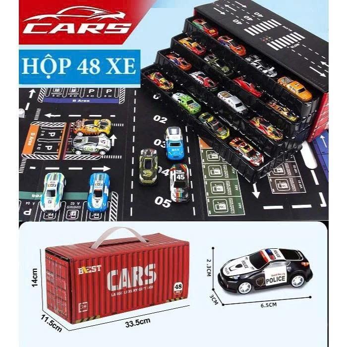 Mô Hình 30 và 48 Xe Thể Thao Bằng Hợp Kim Chạy Đà Đường Đua Hộp Đựng Hình Thùng Container