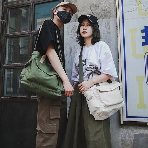 Túi Vải Canvas Nam Nữ Đeo Chéo Trơn Thời Trang Hàn Quốc GOAT MENSWEAR