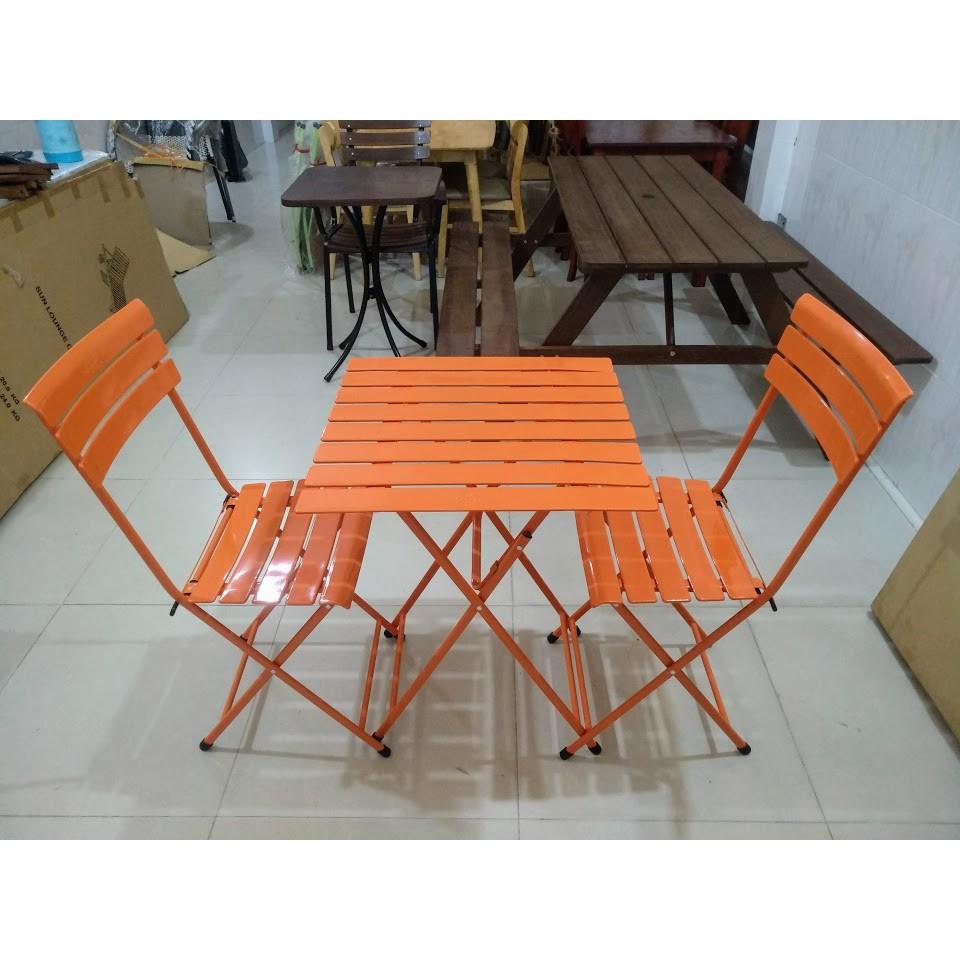 Bộ bàn ghế sắt color NMT229 ( 1 bàn cao 75cm + 2 ghế