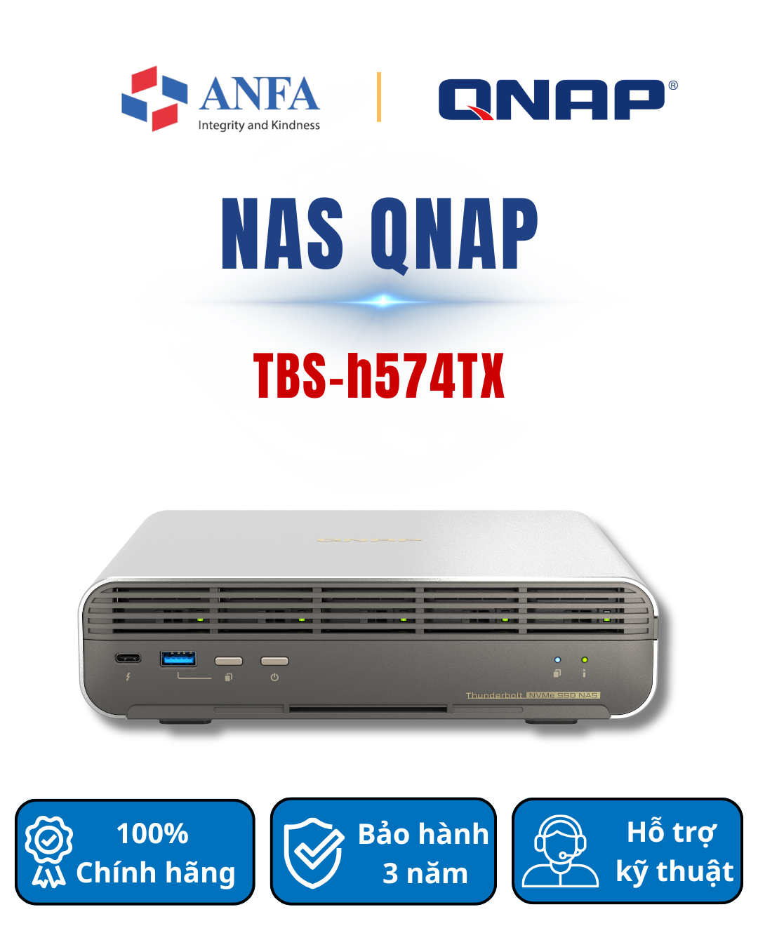Thiết bị lưu trữ Nas QNAP, Model: TBS-h574TX-Hàng chính hãng