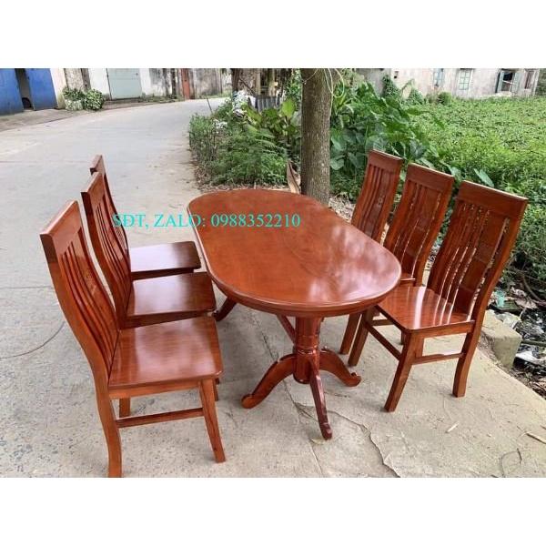 bàn ăn ô van gỗ sồi