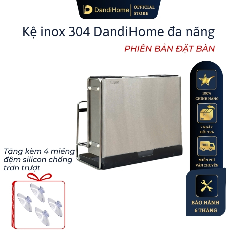Kệ inox 304 DandiHome đựng dao thớt, đũa đa năng trong nhà bếp