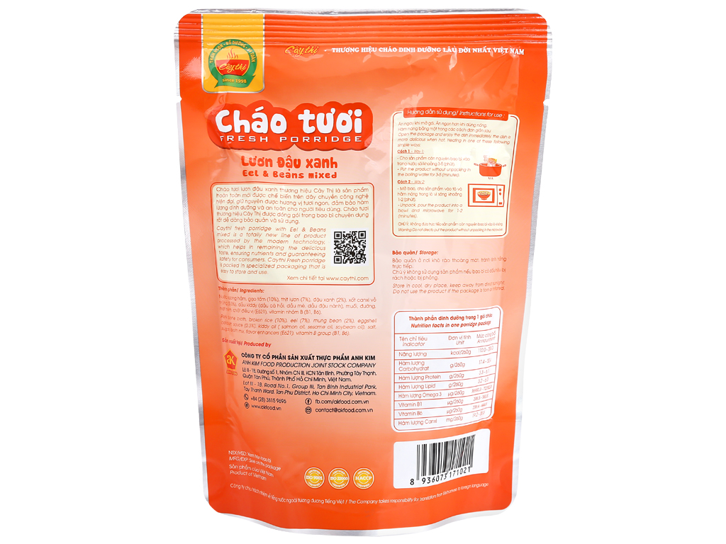 Cháo tươi lươn đậu xanh Cây Thị gói 260g