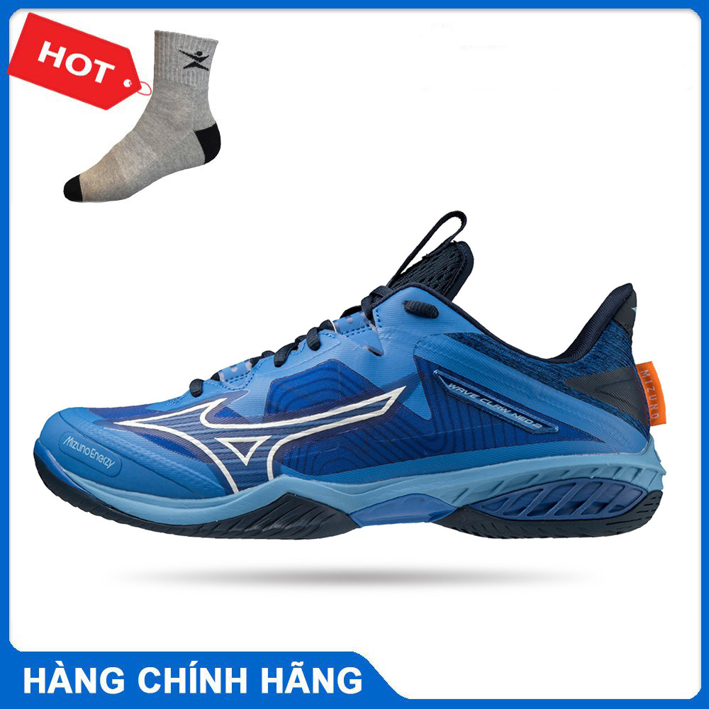 Giày cầu lông mizuno Wave Claw Neo 2 71GA227006 mẫu mới màu xanh-tặng tất thể thao bendu