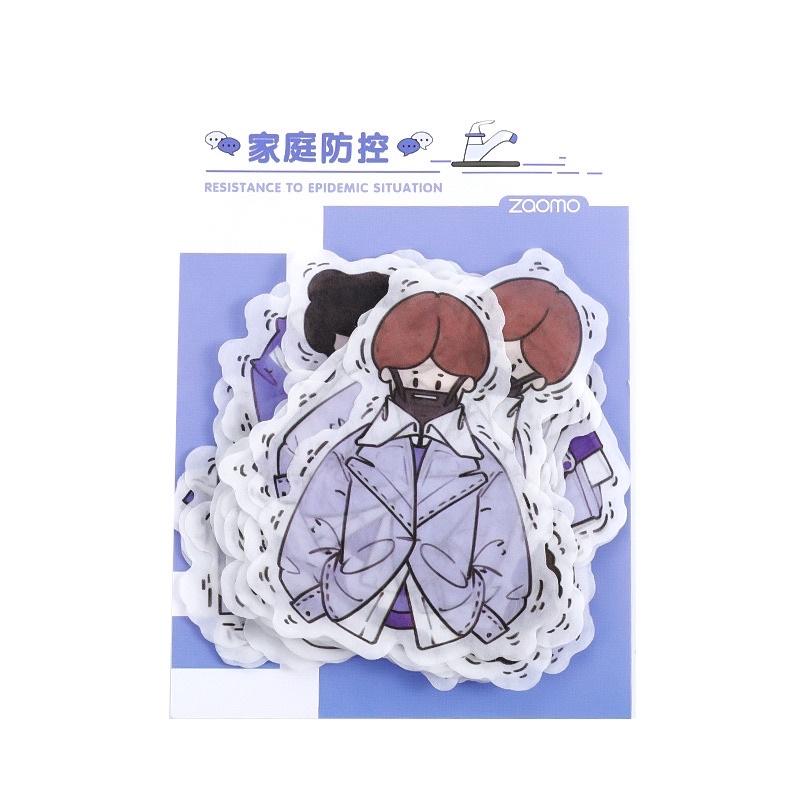 Set 40 pcs stickers chủ đề phòng chống dịch thực hiện 5K