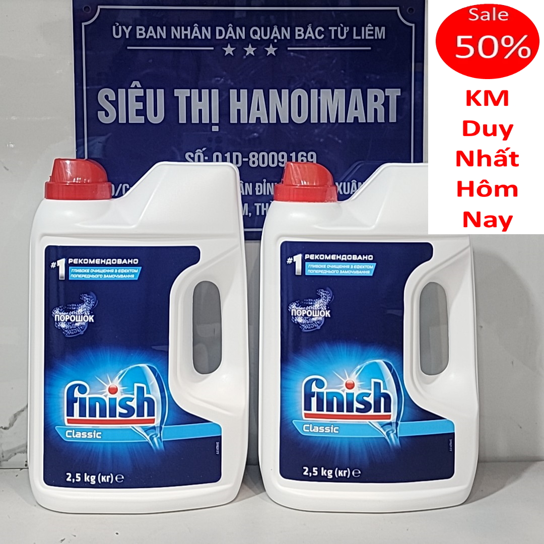 Combo 2 Can Bột rửa bát finish 2,5kg dùng cho máy rửa bát 2.5x25kg – Combo 2 can bột finish 2.5kg