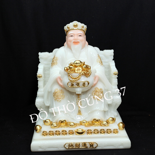 TƯỢNG THẦN TÀI THỔ ĐỊA MÀU TRẮNG - BỘT ĐÁ CAO CẤP - HÀNG NHẬP KHẨU