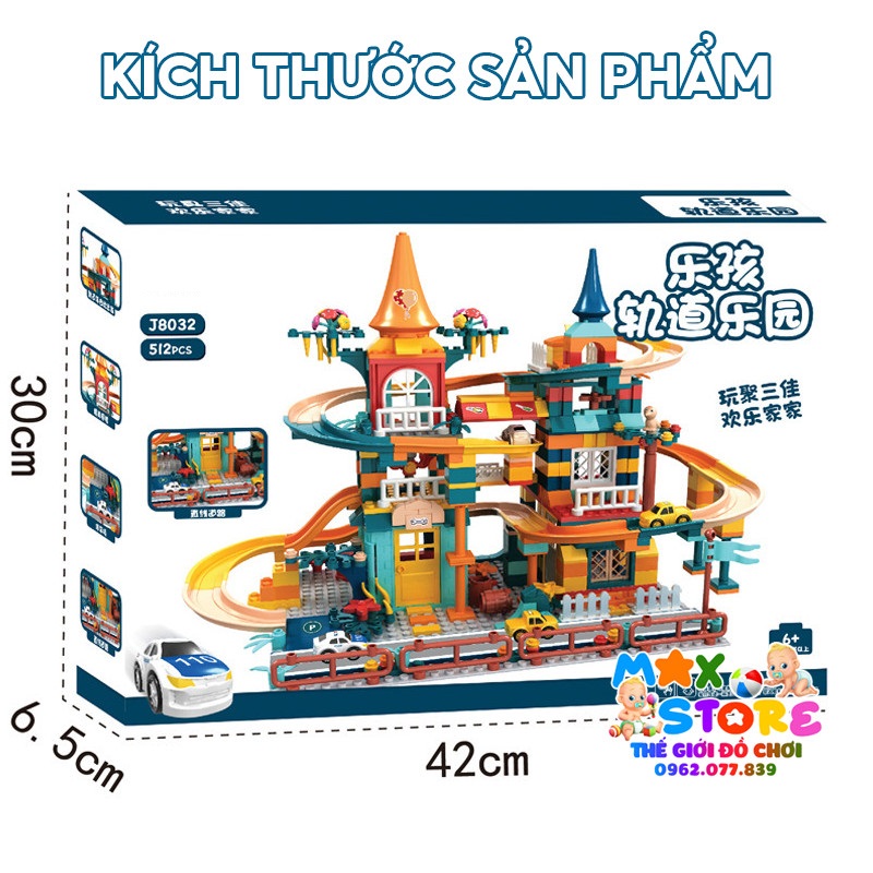 Đồ Chơi Lắp Ráp Xếp Hình Đường Ray Ô Tô Cầu Trượt 512 Chi Tiết Kèm Oto