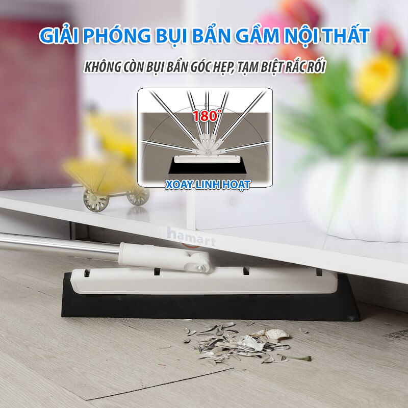 Hình ảnh Chổi Gạt Nước Sàn Nhà Lau Kính Cán Dài Đa Năng Hamart Xoay 180º Quét Gầm Giường Gạt Tóc Tiện Lợi