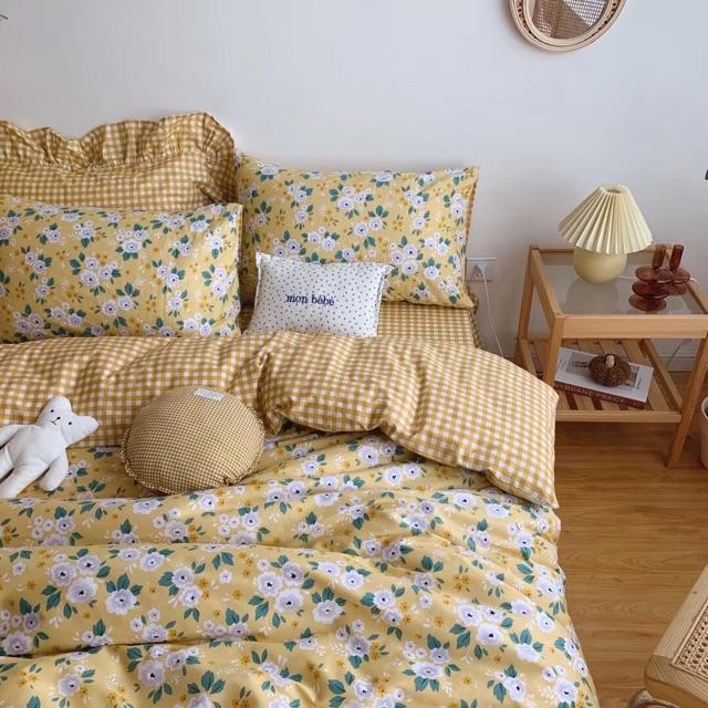 Set Cotton LiVing Hoa Nhí Vintage Hàng Nhập Khẩu Cao Cấp 4 Món