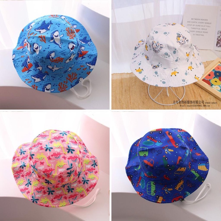 Nón Mũ Tai Bèo Vành Rộng Vải Cotton Mỏng Thời Trang Đi Biển Đi Học Cho Bé 2-5 Tuổi