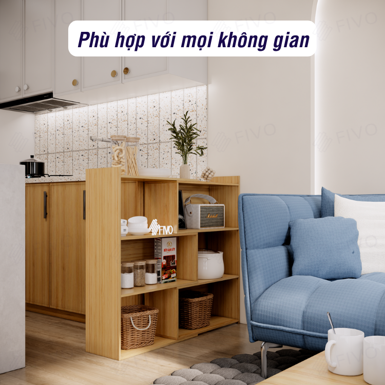 Kệ Gỗ Trang Trí Để Sàn FIVO FB71, Thiết Kế Thông Minh Có Thể Đóng Mở Tùy Thích, Phù Hợp Với Mọi Không Gian, Dễ Dàng Lắp Ráp - 3 Tầng