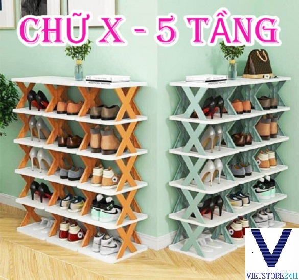 KỆ GIÀY 5 TẦNG CHỮ X CỰC ĐẸP