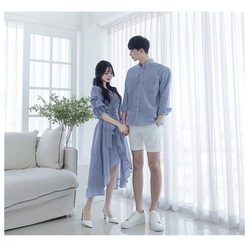 Hình ảnh  Set Váy nữ sơ mi nam đôi Hàn Quốc Couple AV28