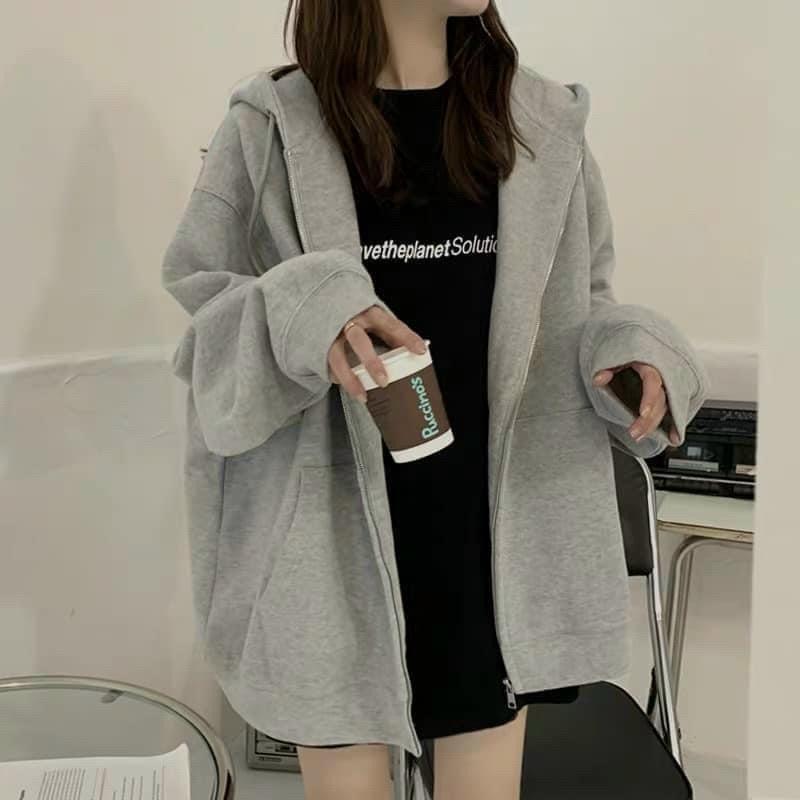 Áo khoác nỉ trơn nam nữ basic áo khoác ulzzang 1 màu cực đẹp form rộng bo gấu tay phồng hàn quốc