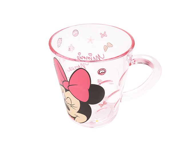 Ly quai cầm tay trong suốt hình chuột Minnie màu hồng siêu cute cho bé gái 260ml - 58VNDM2489