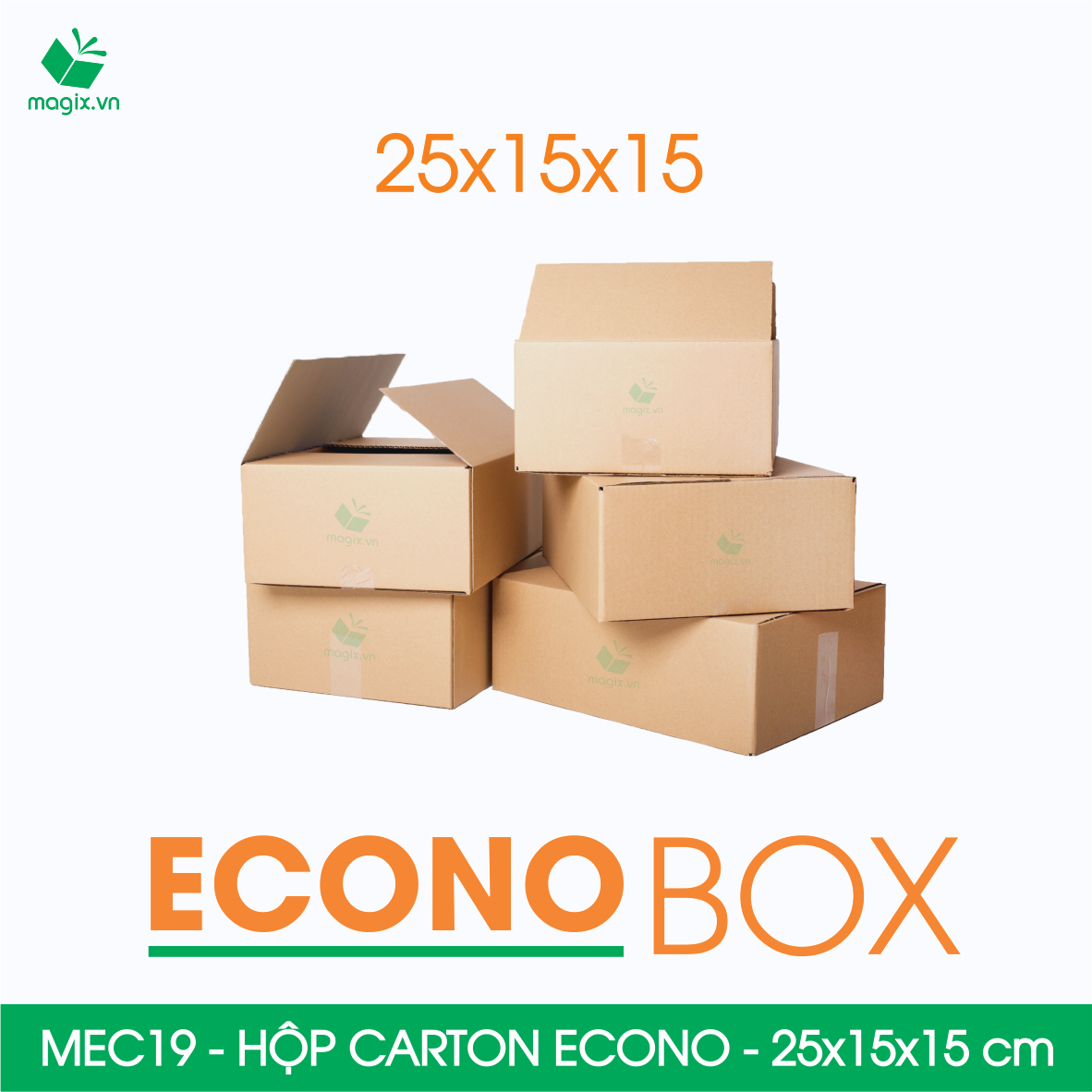 MEC19 - 25x15x15 cm - Combo 20 thùng hộp carton trơn siêu tiết kiệm ECONO