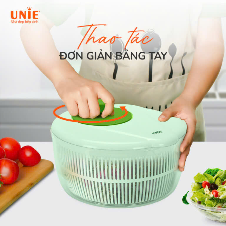 [Hàng chính hãng] Rổ quay rau ly tâm Unie US5200 - Dung tích 5,2L - Làm khô thực phẩm nhanh chóng không bị dập nát