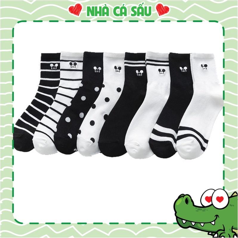 Tất Vớ Nam Nữ Cổ Cao Họa Tiết Mickey Siêu Đáng Yêu Nhà Cá Sấu