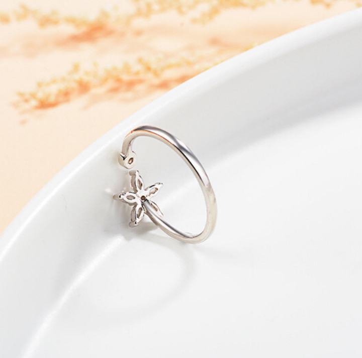 Nhẫn Bạc Nữ 925 hoa đào xinh