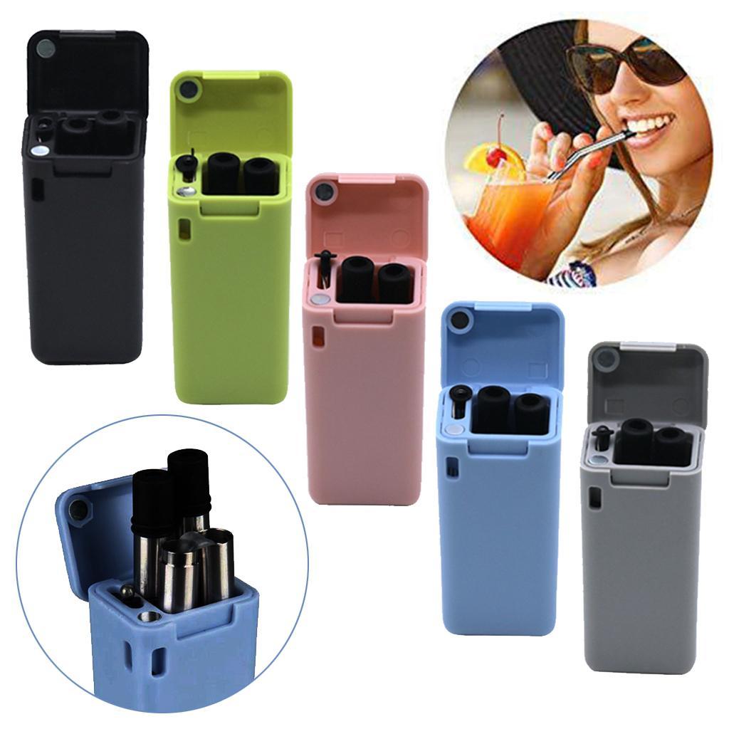 4 Pcs Portable Reusable Collapsible Straws with Cleaning Brush Eco-friendly