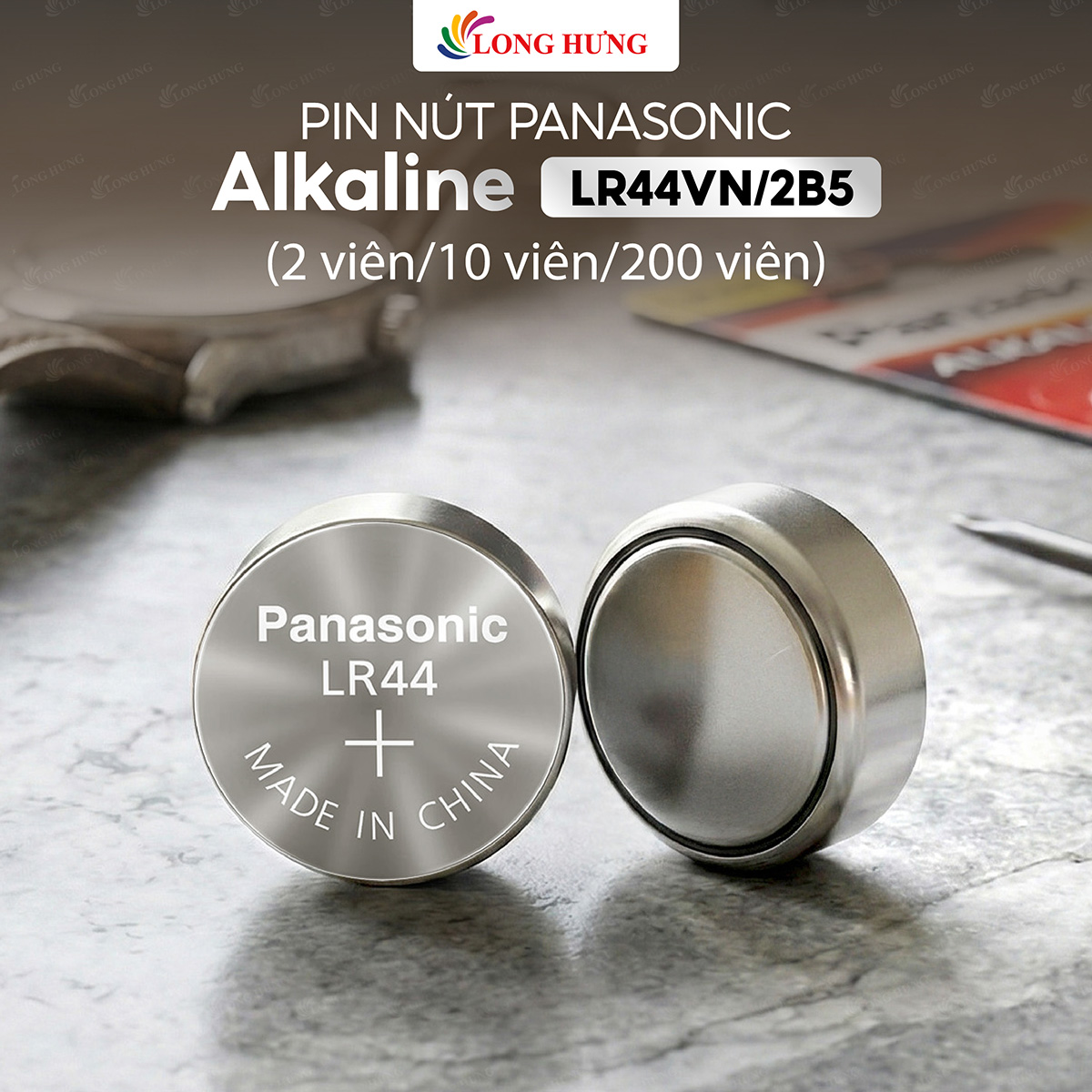 Pin nút Panasonic Alkaline 1.5V LR44VN/2B5 (2 viên/10 viên/200 viên) - Hàng chính hãng