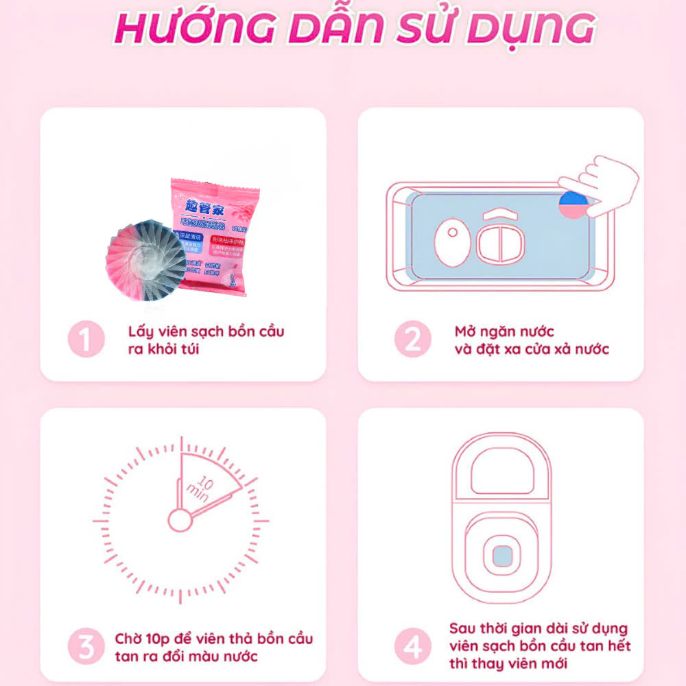 Viên Thả Bồn Cầu 3IN1 Vừa Vệ Sinh ,Diệt Vi Khuẩn,Làm Bóng Men Sứ Bồn Cầu Vừa Tỏa Hương Thơm Mát Chống Mùi, Diệt Khuẩn, Làm Sạch Hiệu Quả - HÀNG CHÍNH HÃNG MINIIN
