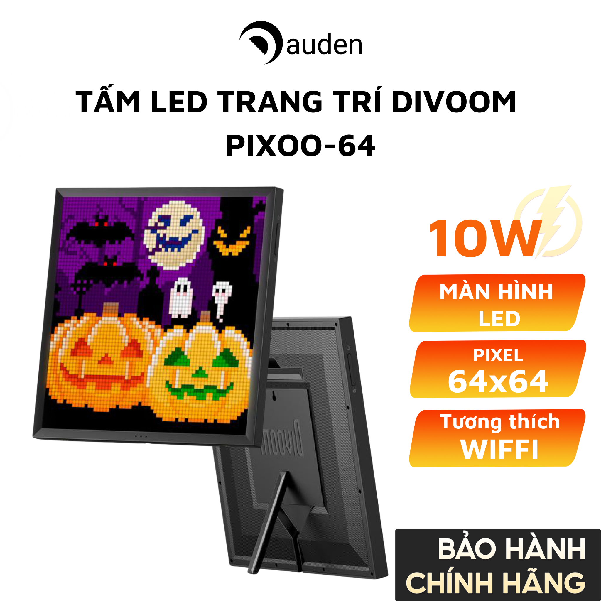 Tấm LED trang trí Divoom Pixoo-64 tích hợp nhiều tính năng, trang trí treo xe ô tô/ treo tường/ bàn - Hàng chính hãng