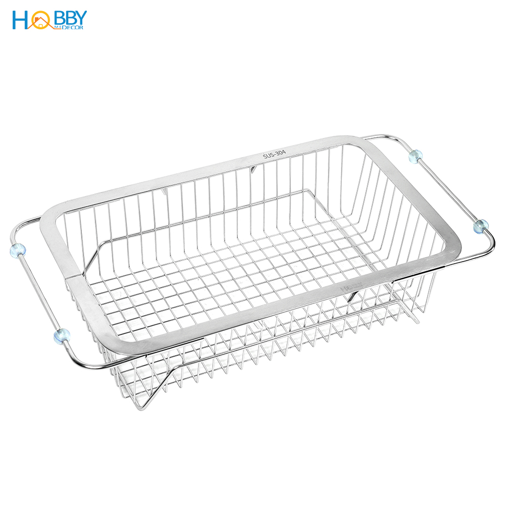 Khay đựng chén đĩa gác chậu rửa chén co giãn Hobby Home Decor KDC5 - Inox 304 không rỉ sét