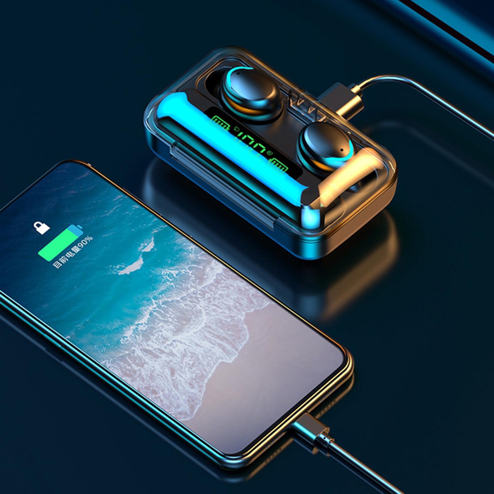 Bluetooth 5.0 Wireless LED Earbuds with Wireless Charging Case Waterproof TWS Stereo Headphones in Ear Built in Mic Headset