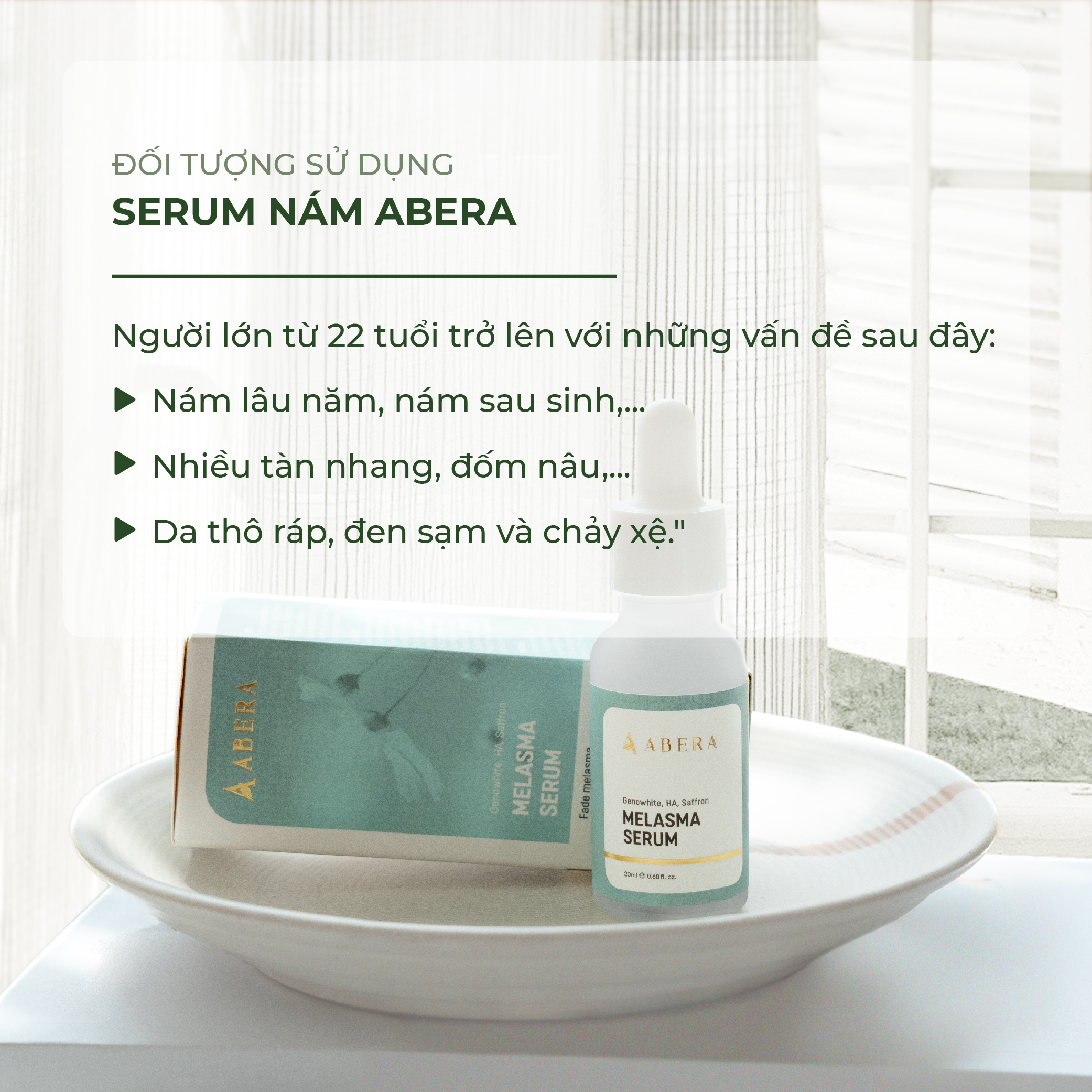 Serum Nám Da  ABERA - Mờ Nám Hiệu Quả, Dưỡng Trắng Da, Phục Hồi Làn Da Sáng Mịn Không Tì Vết