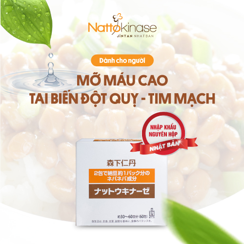 Thực phẩm bảo vệ sức khỏe Nattokinase Jintan Nhật Bản, hỗ trợ điều trị đột quỵ, tai biến, hộp 60 gói