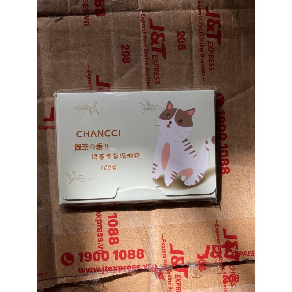 Hộp 100 Giấy Thấm Dầu Cho Da Mặt Chiết Xuất Trà Xanh/ Than Tre Dùng Cho Cả Nam Và Nữ