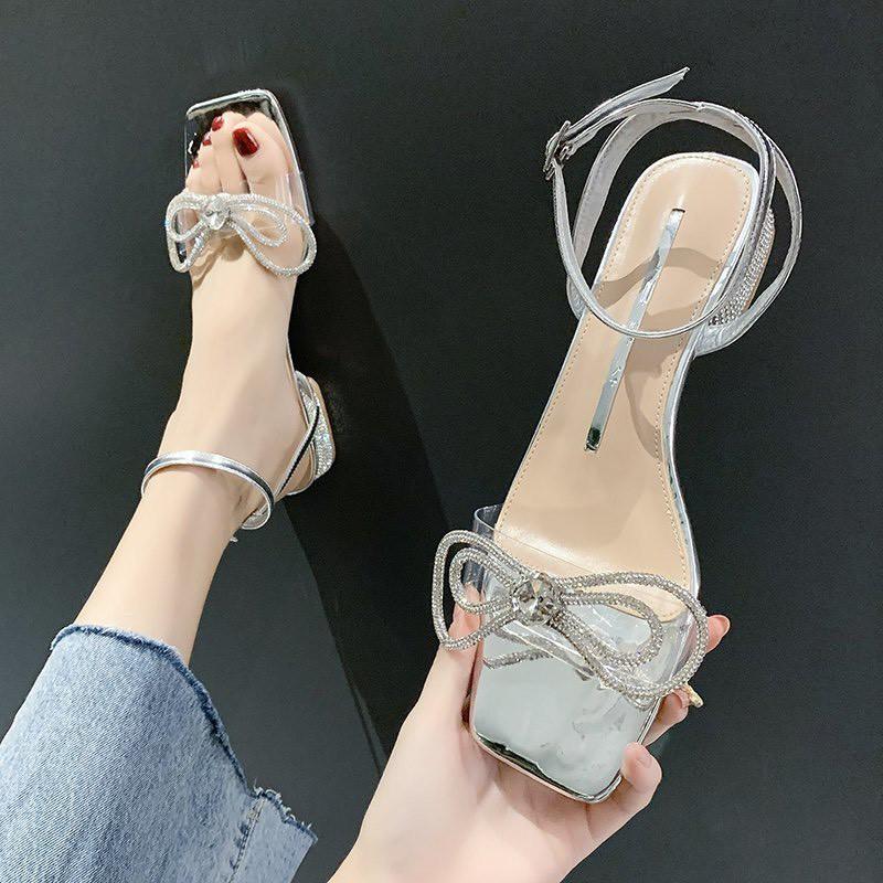 (S99) Sandal nữ nơ vòng đá sang chảnh 5 phân (mã 525