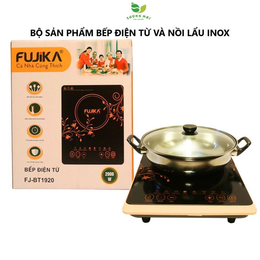 Combo Bếp Điện Từ Đơn Mặt Kính 2000W FUJIKA Và Nồi Lẩu Inox