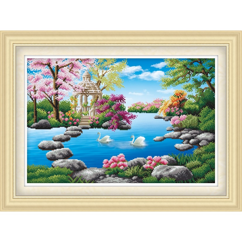 Tranh thêu chữ thập Phong Cảnh chưa thêu