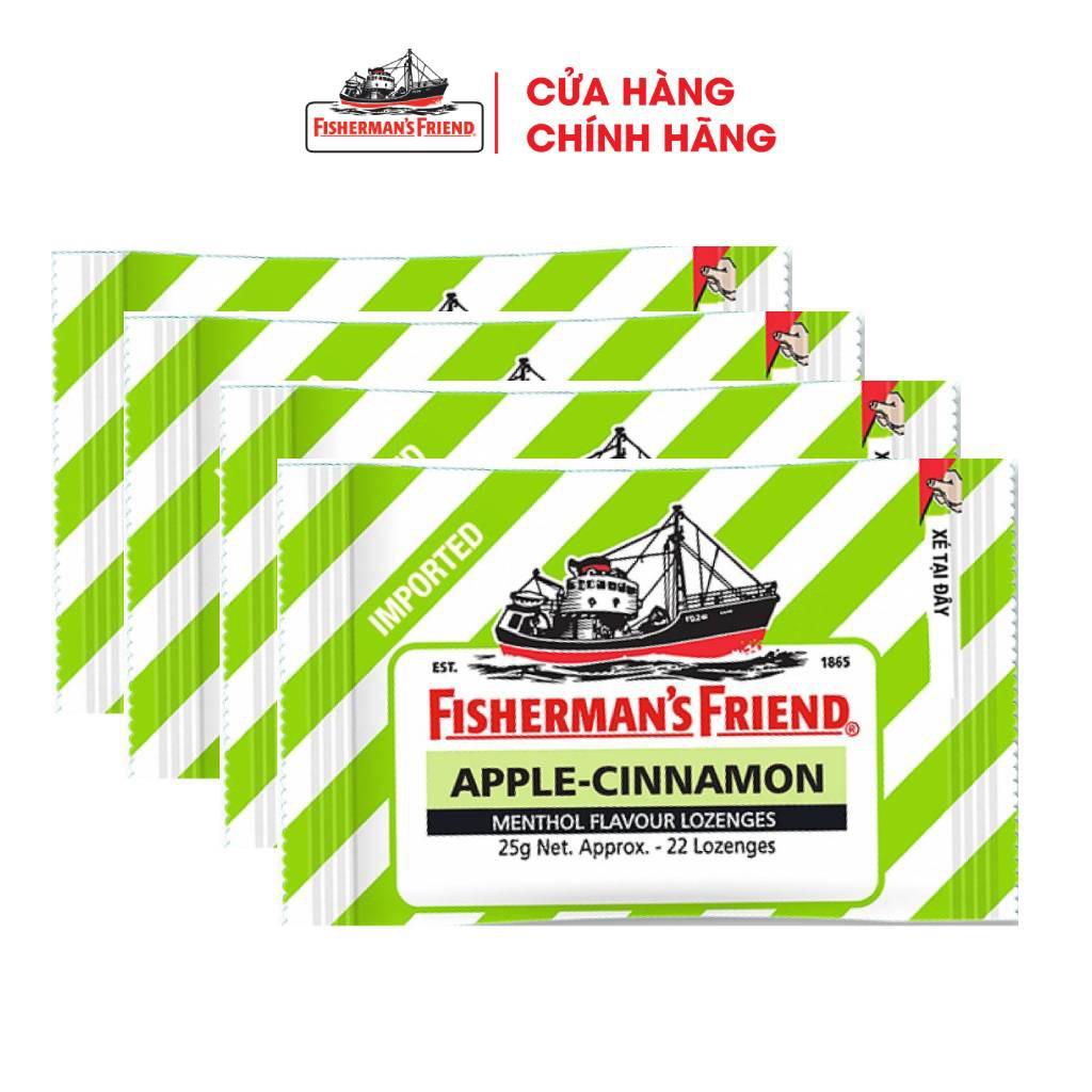 Combo 4 Gói Kẹo Con Tàu Cay Fisherman's Friends Hương Táo Quế (25G/Gói)